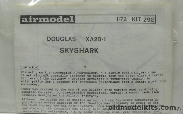 Airmodel 1/72 Douglas XA2D-1 Skyshark - Bagged, 292 plastic model kit